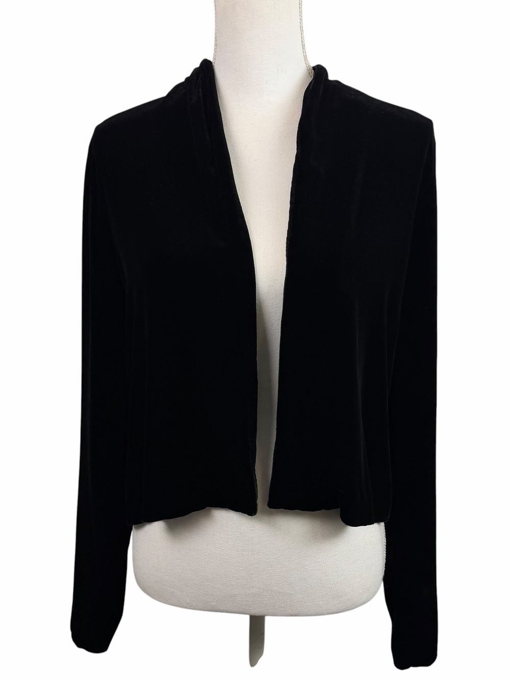 Eileen Fisher | Black Velvet Open Blazer Cardigan Jacket